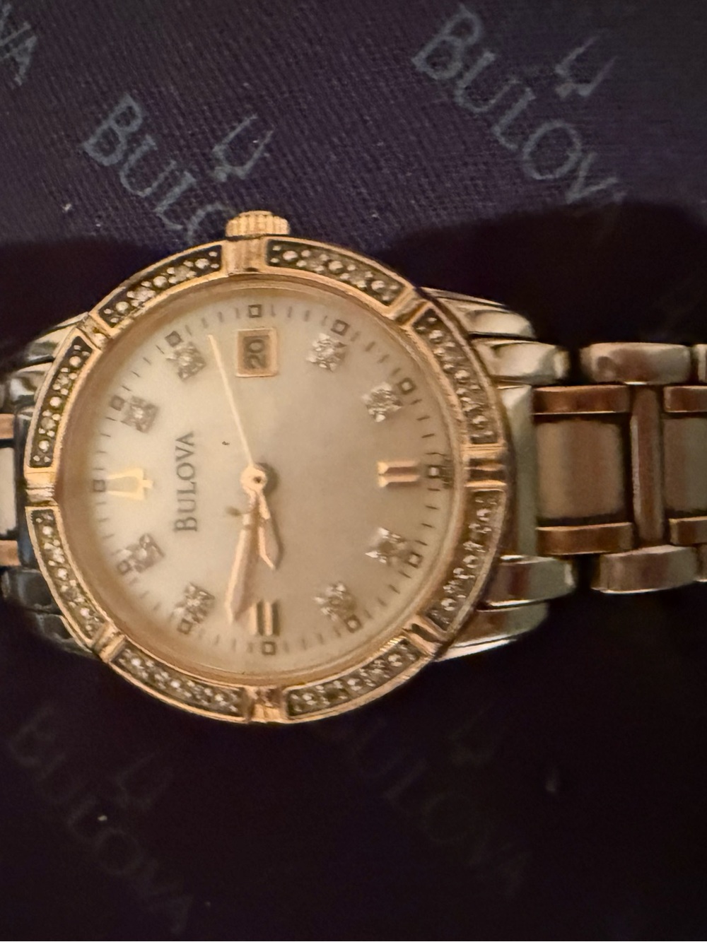 Bulova Women's Watch - White Mother-of-Pearl Dial  Schwartz Crystals - Picture 4 of 5